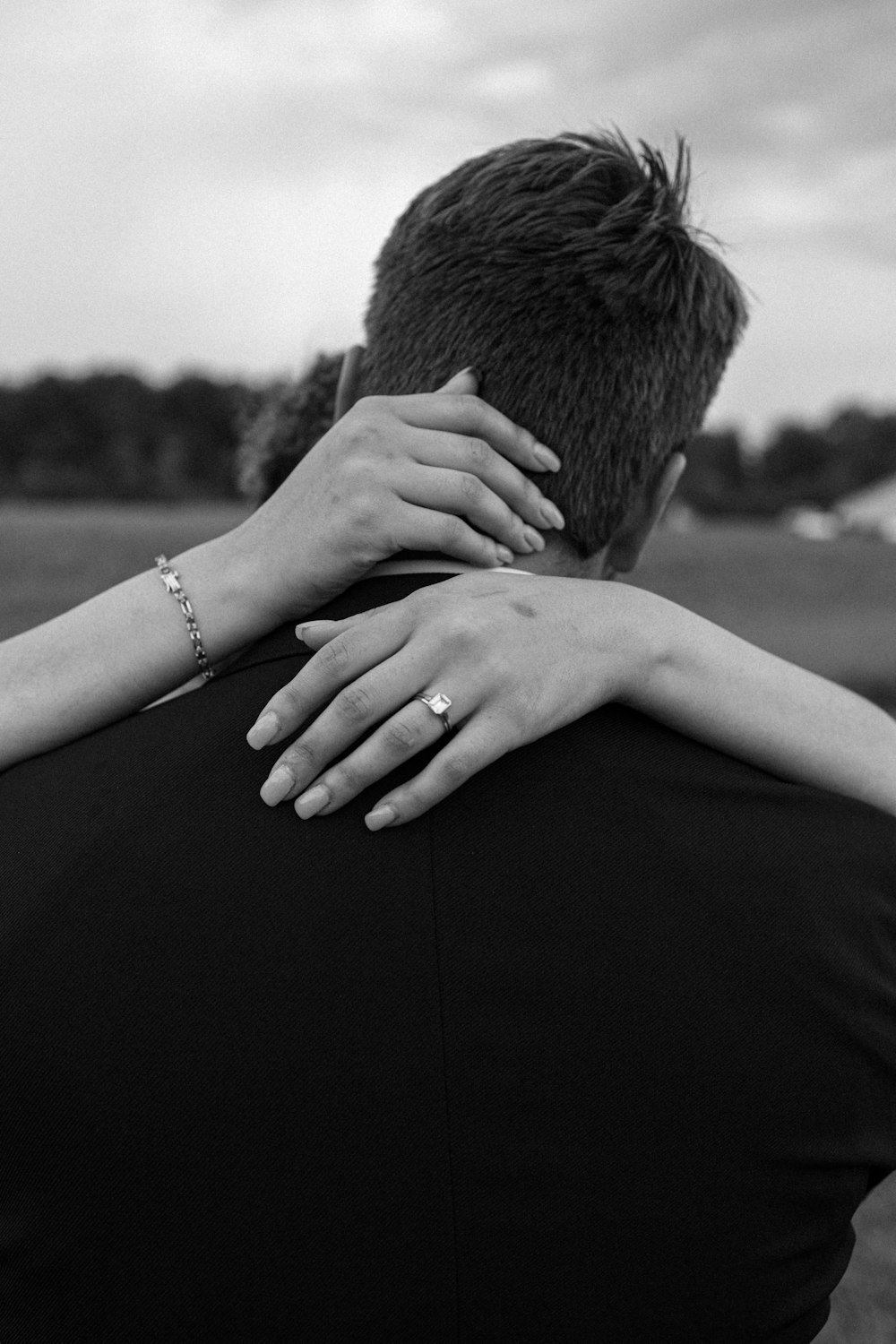 a man and woman hugging