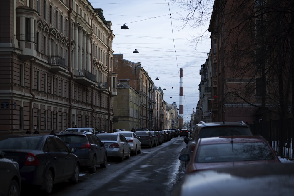 a street with cars parked along it