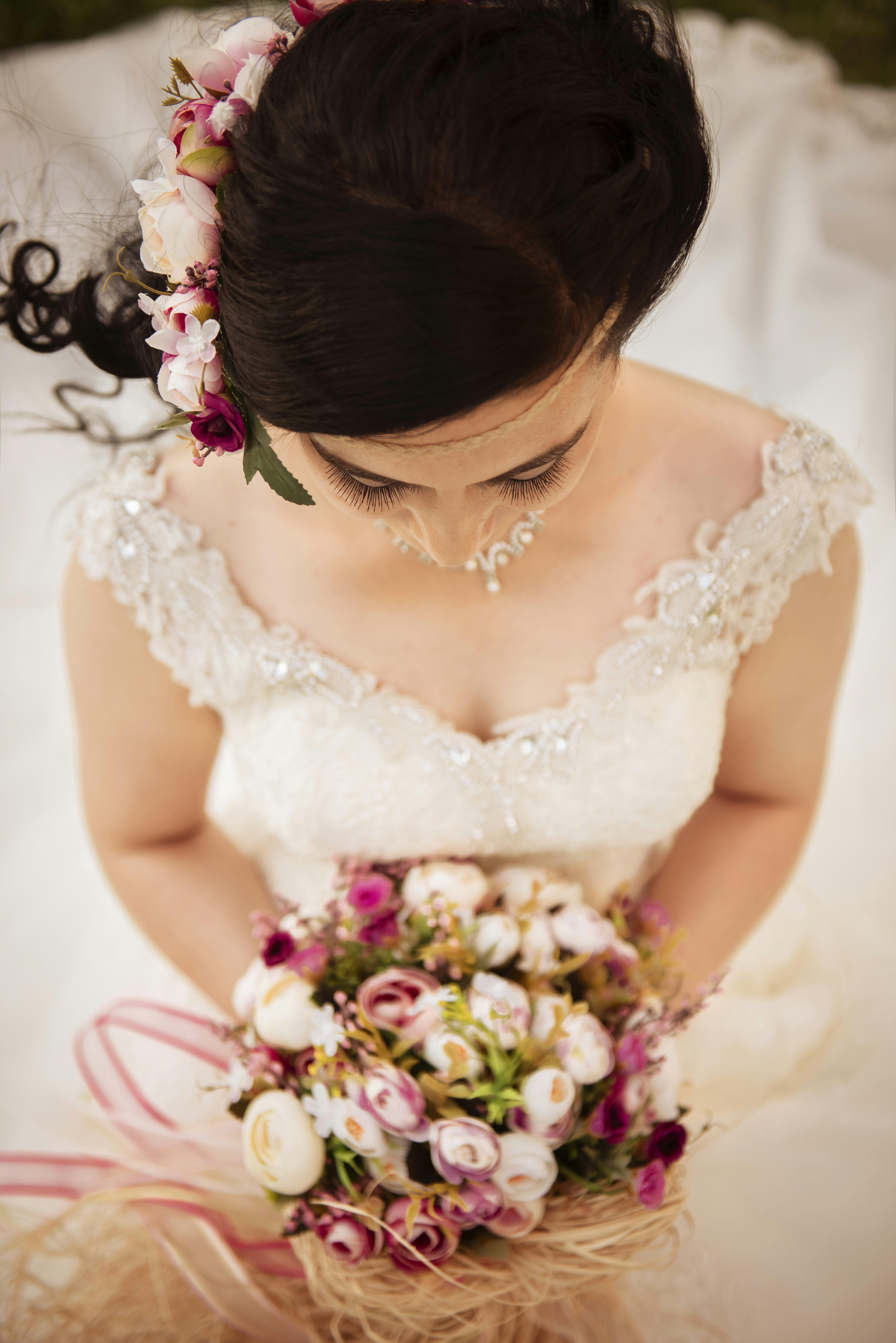a person wearing a wedding dress