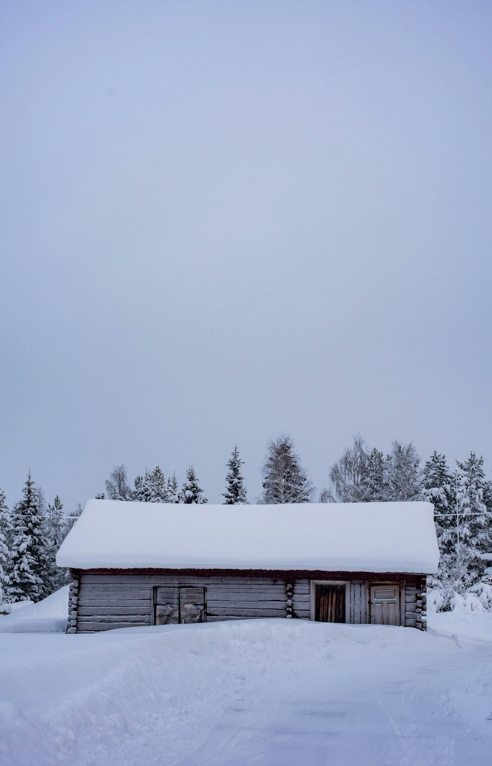 a building covered in snow