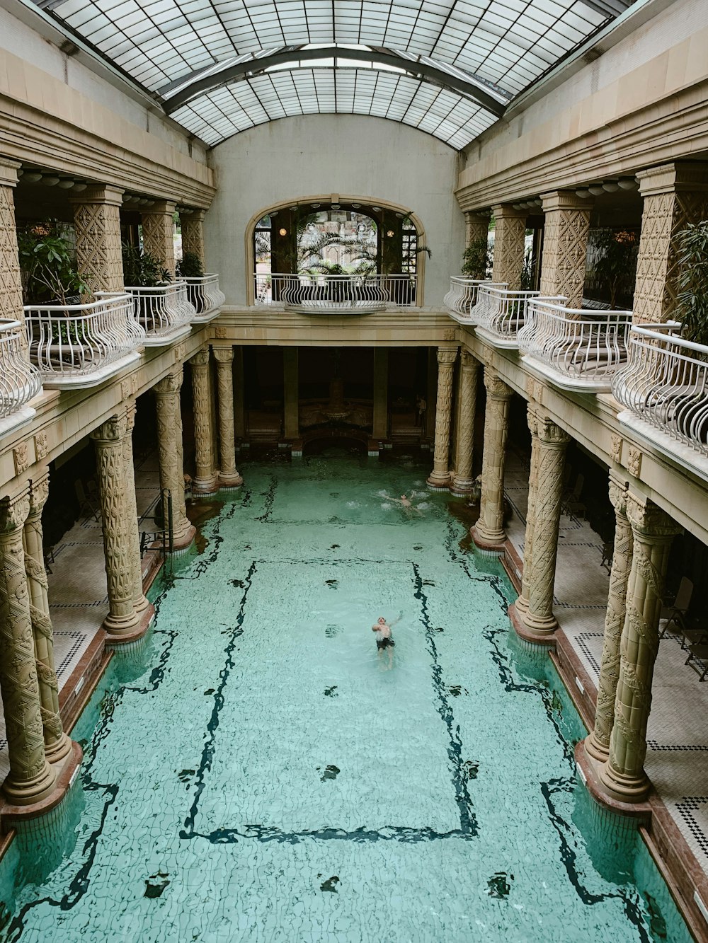 a large indoor swimming pool