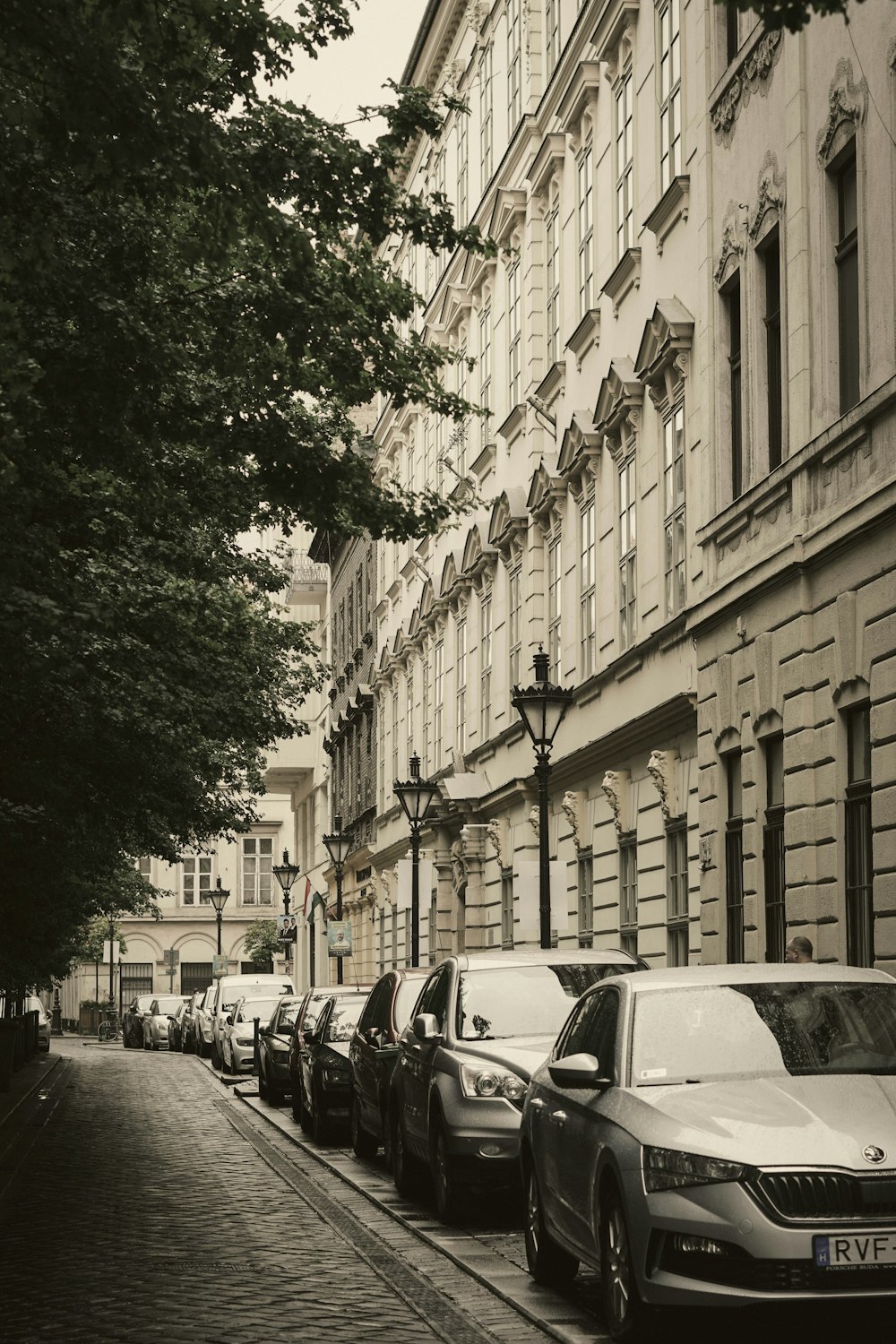 cars parked on the side of a street