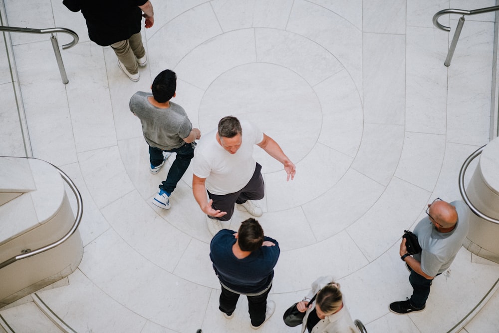 a group of people in a circle