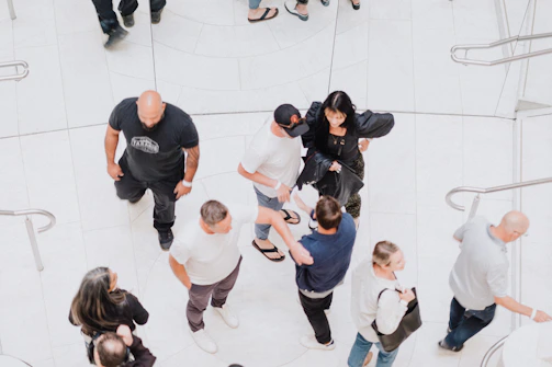 a group of people in a room