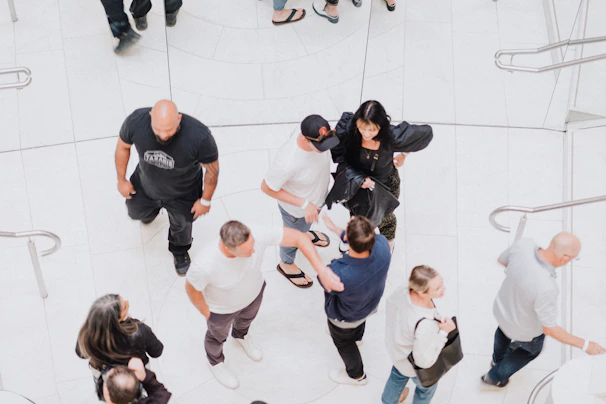 a group of people in a room