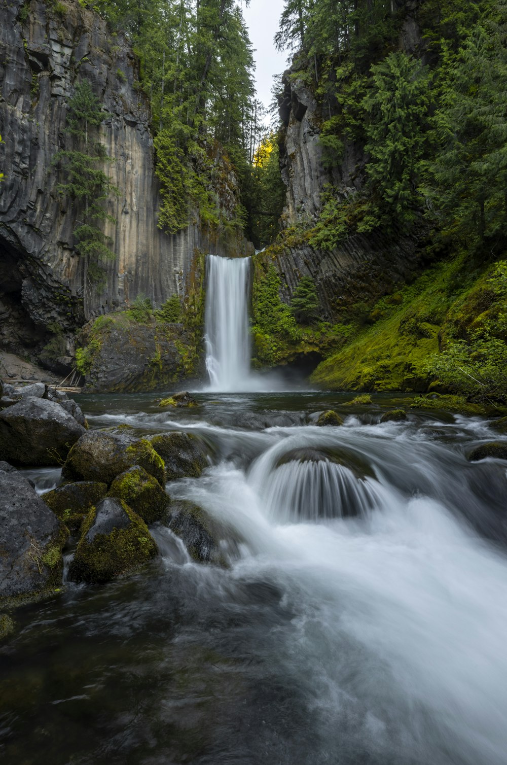 a waterfall in a rocky area