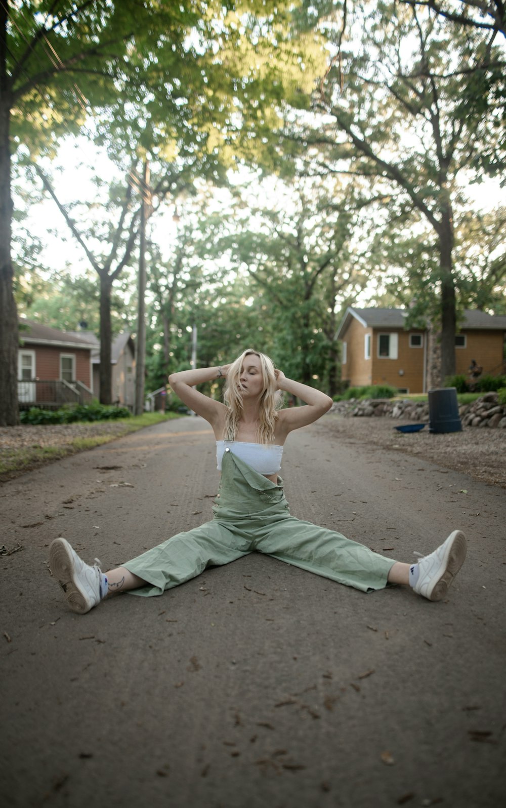 a woman in a green dress