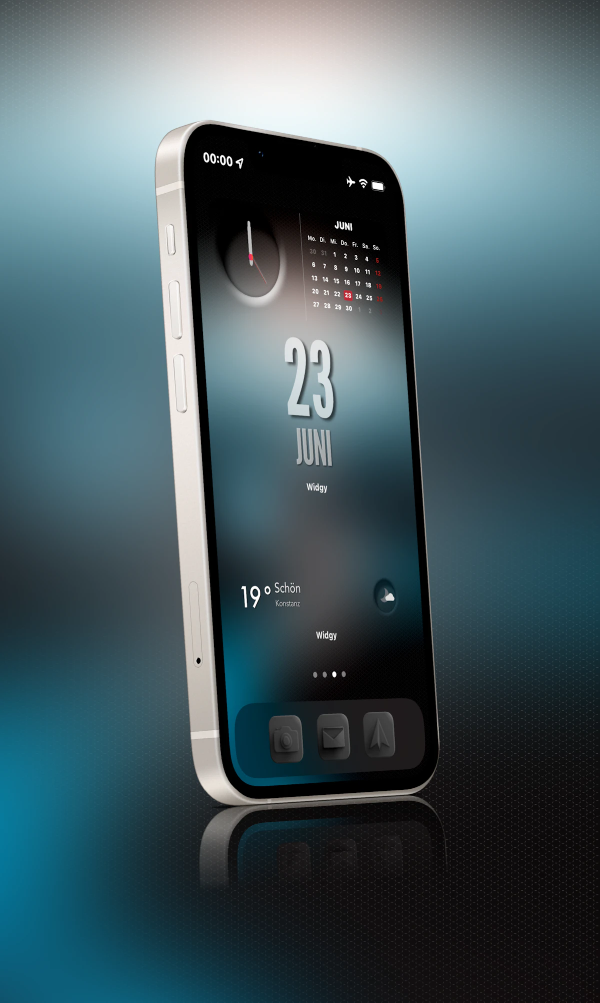 A close-up of a hand holding a smartphone with a stopwatch overlay, testing a business website