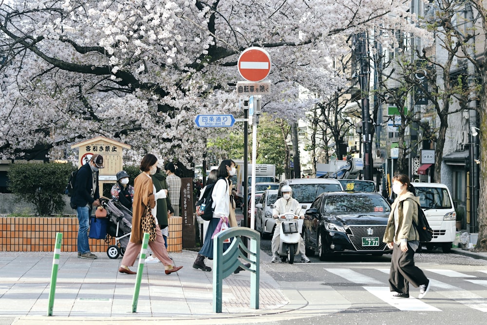 people crossing the street