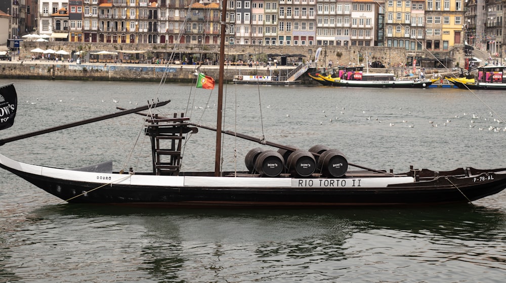 a boat with a large amount of tires on it