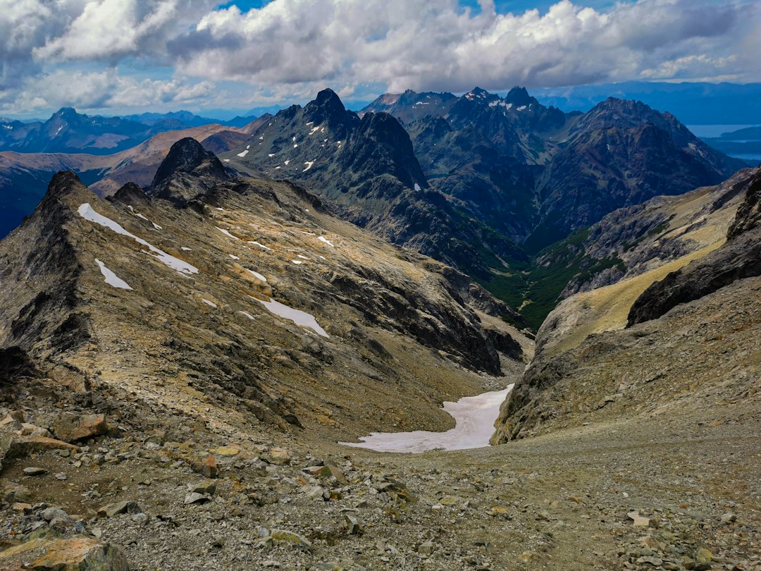a valley between mountains,