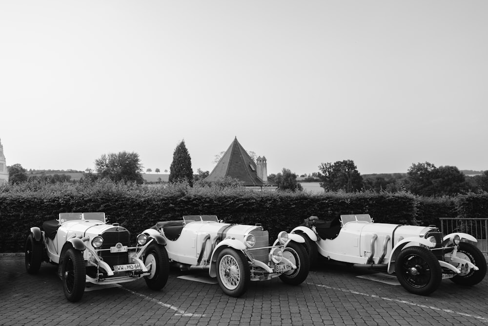a row of vintage cars