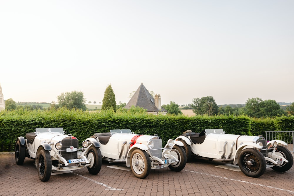 a row of antique cars