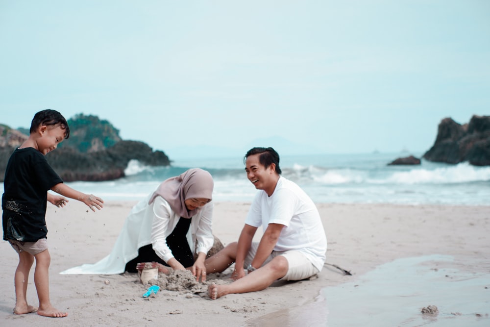 a group of men on a beach