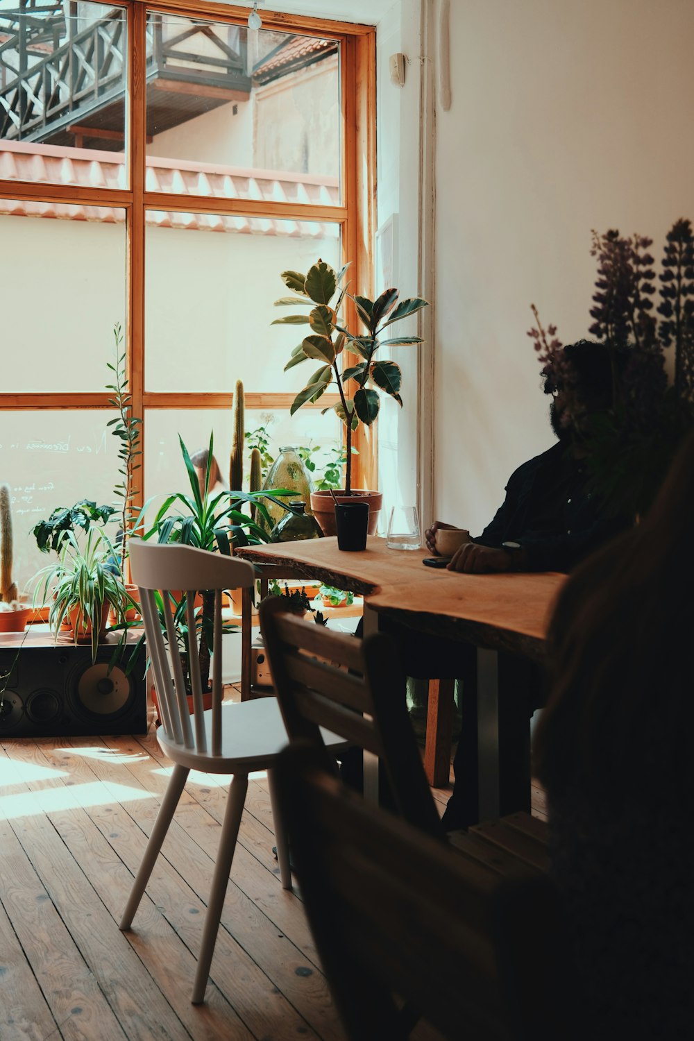 a person sitting at a table