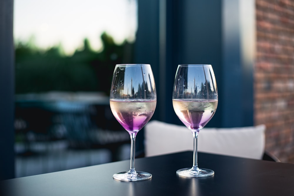 two glasses of pink wine