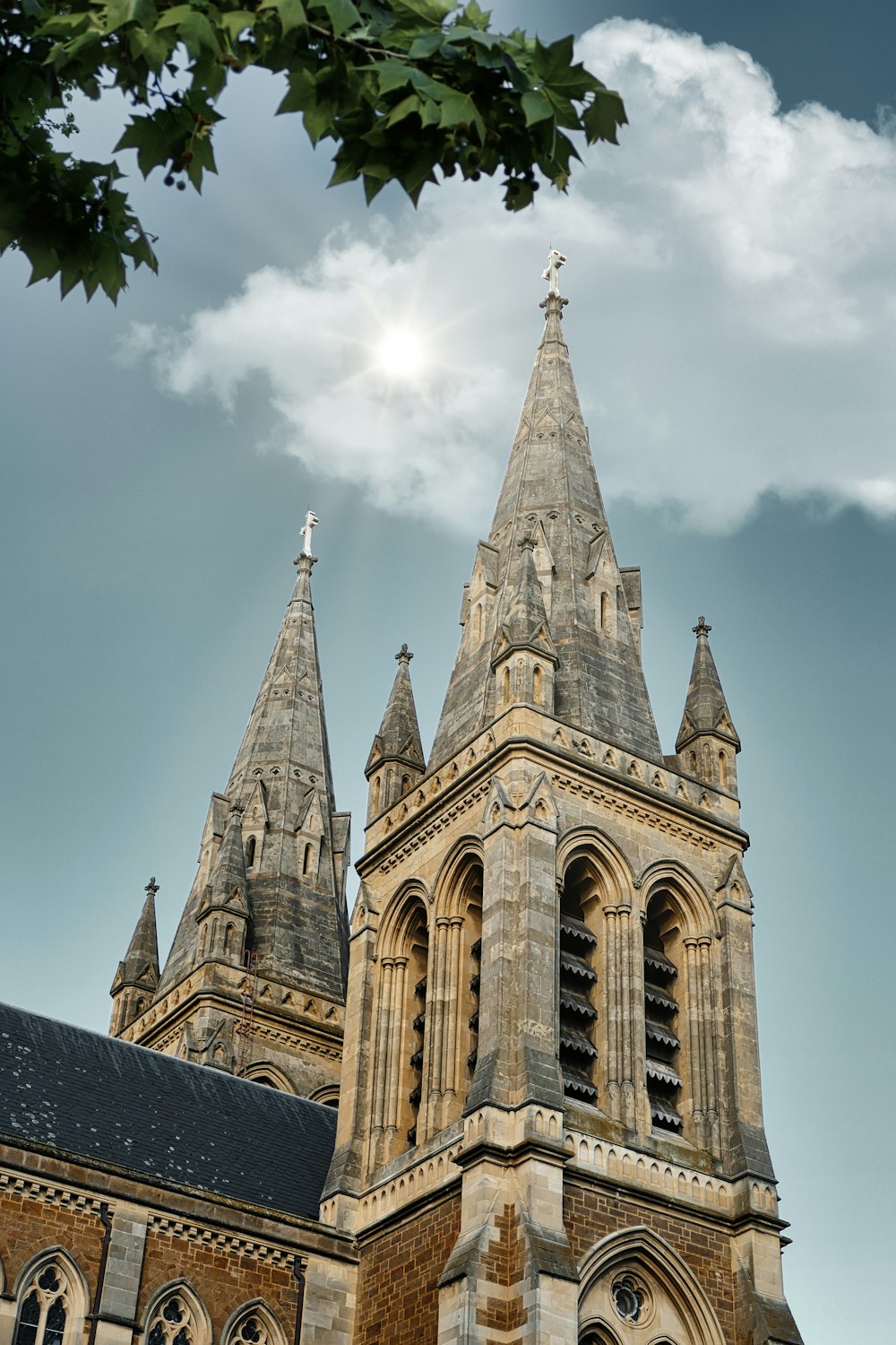 a large building with towers