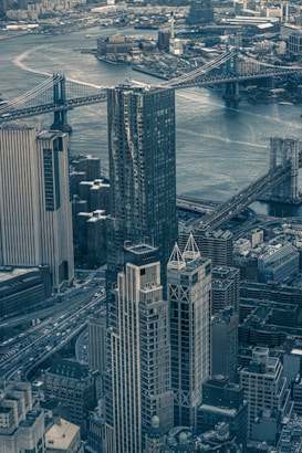 a city with a bridge over it