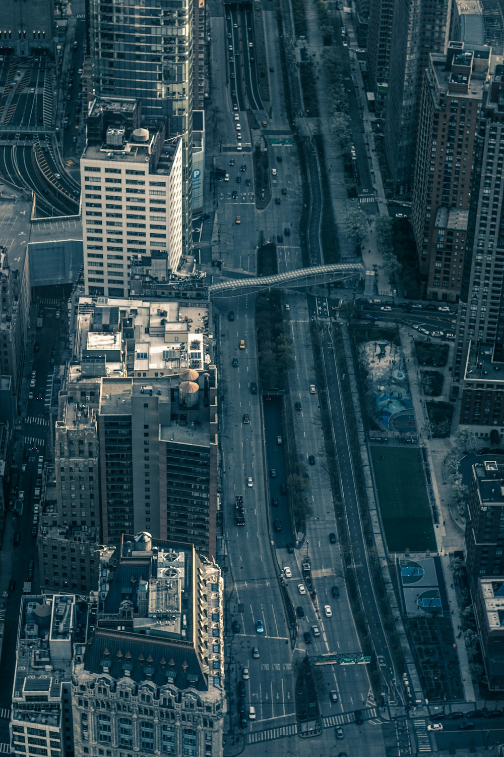 a high angle view of a city