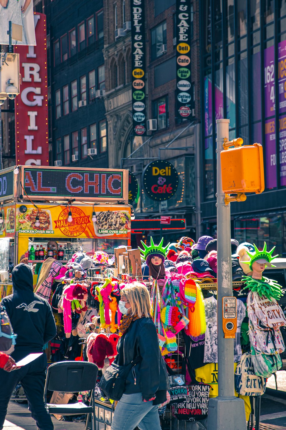 a group of people stand in a city