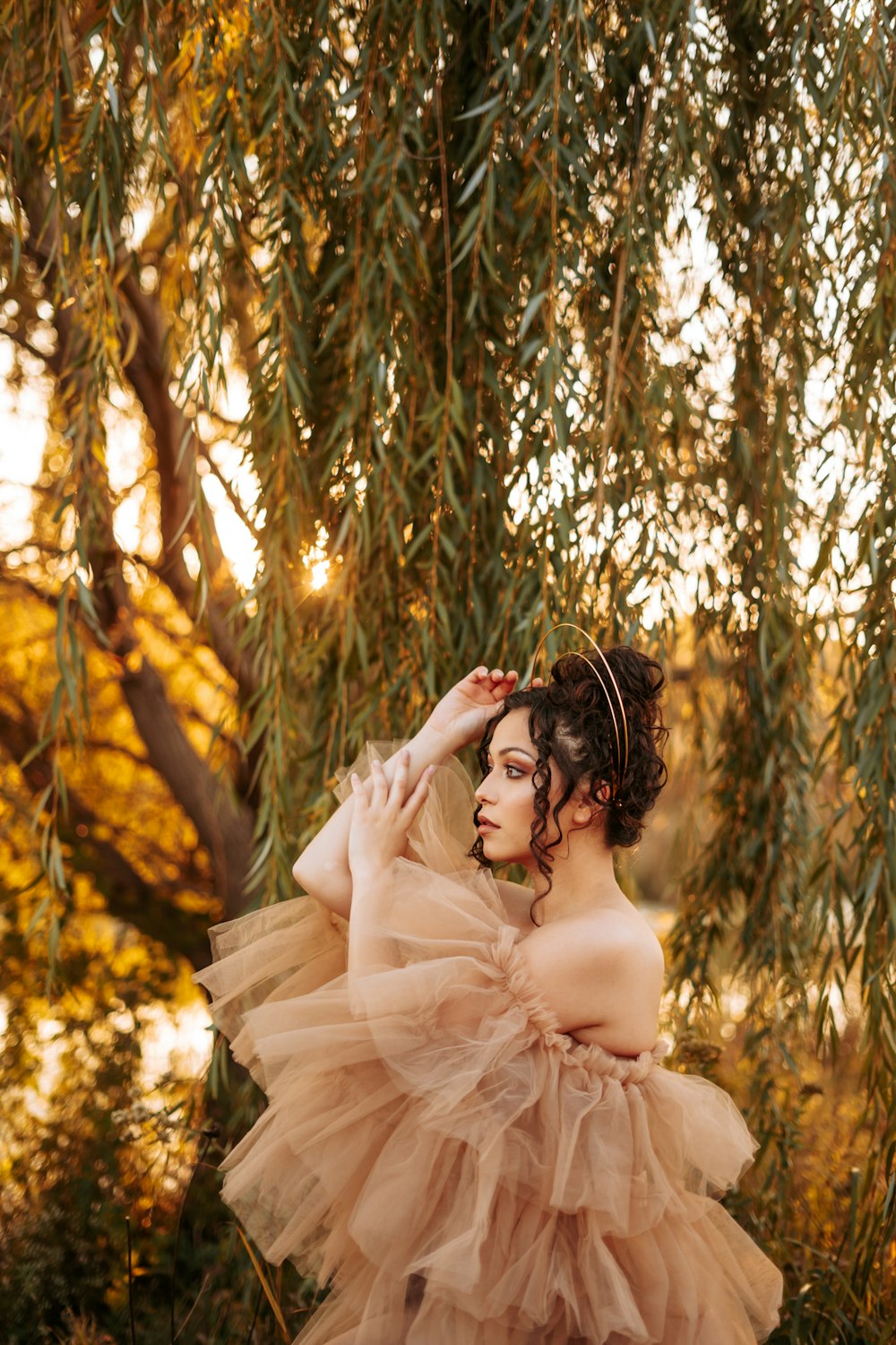 a woman in a white dress