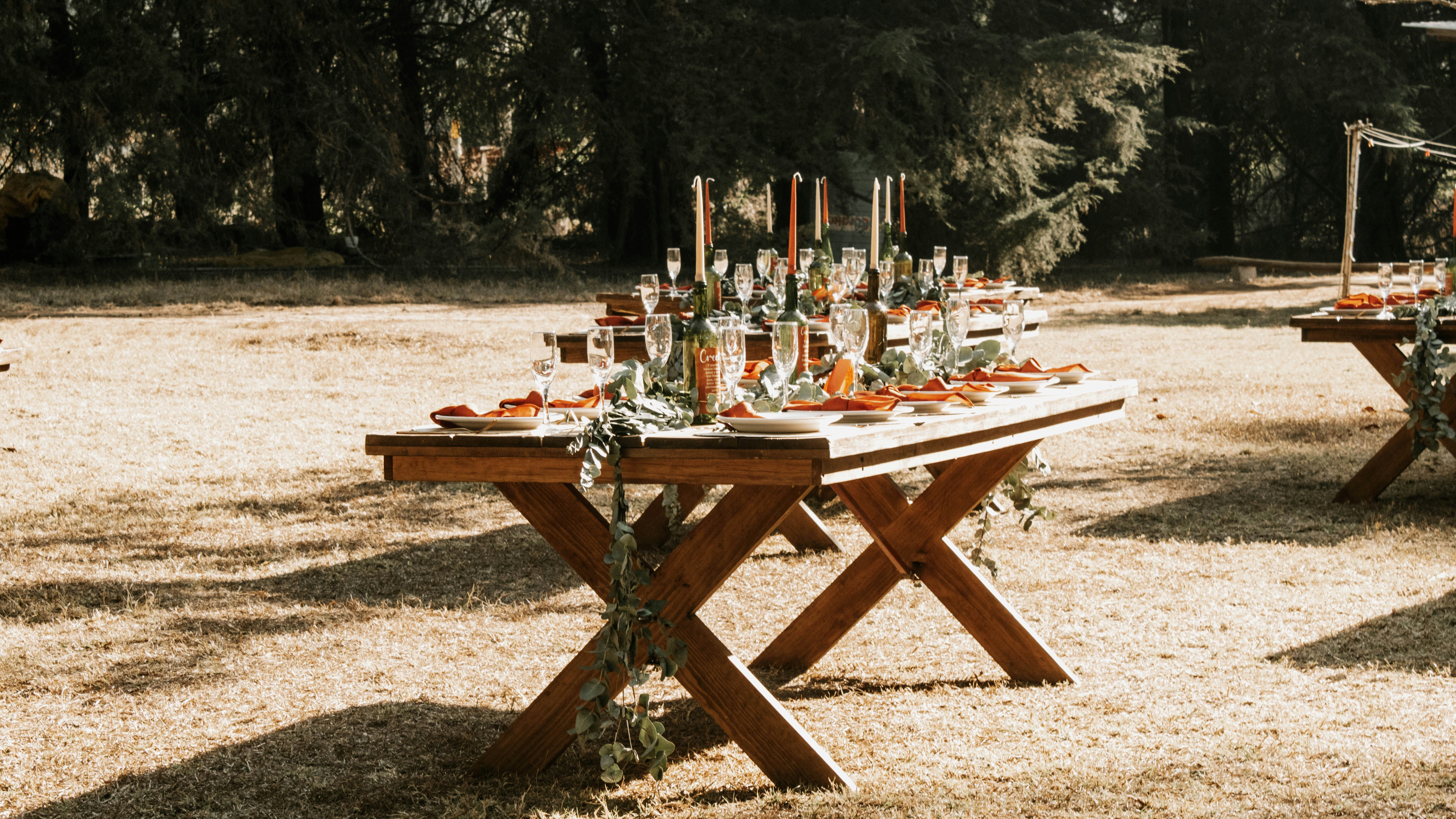 a table with a few candles on it