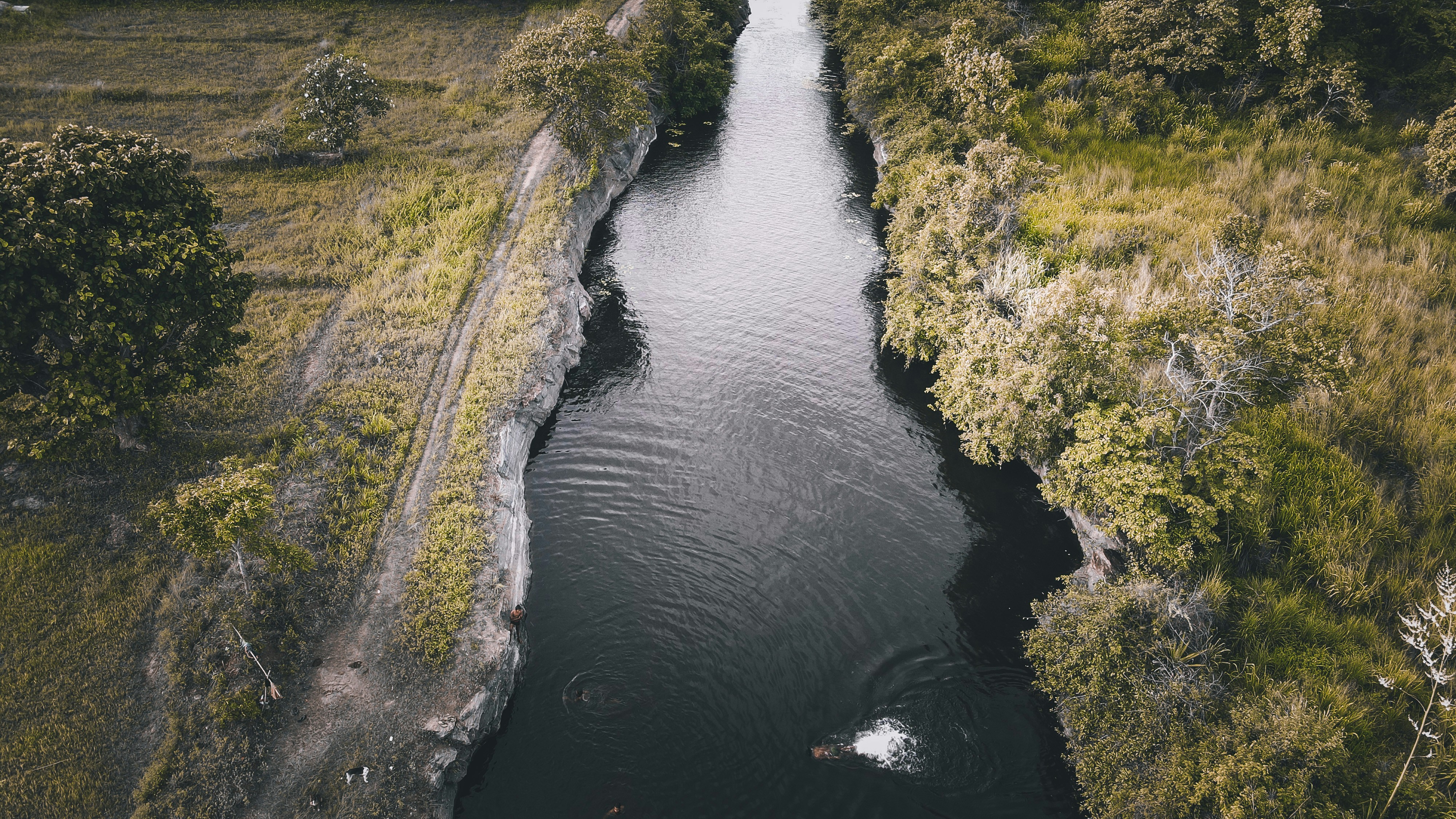a river with a waterfall