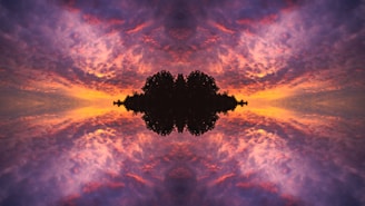 a silhouette of a tree against a colorful sky
