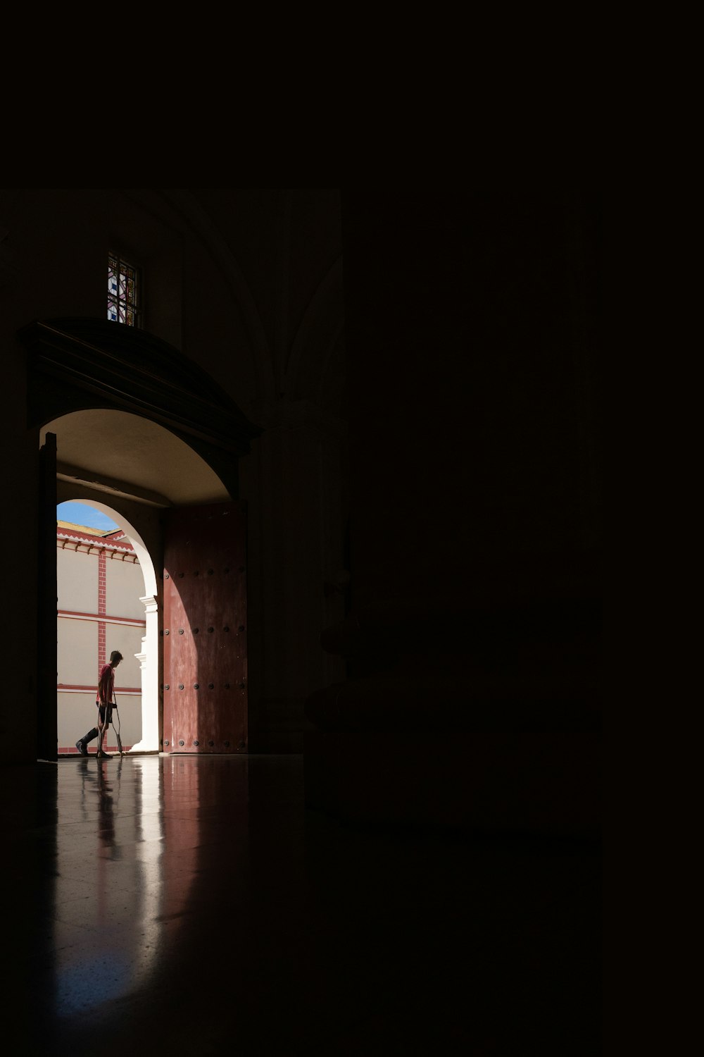 a person standing in a doorway