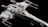 A detailed LEGO model of a spaceship with distinctive wing structure and engine design. The model features intricate block designs and has translucent pink elements at the end of the engines.