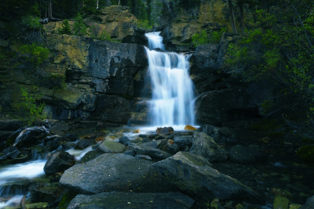 a waterfall over rocks