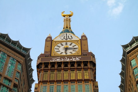 a large clock on Abraj Al Bait