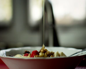 a bowl of cereal with milk