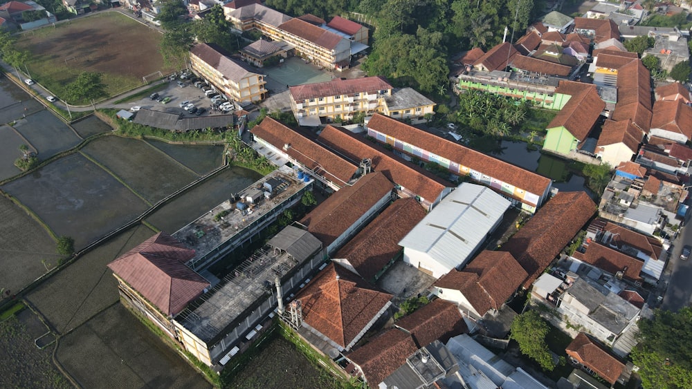 aerial view of a town