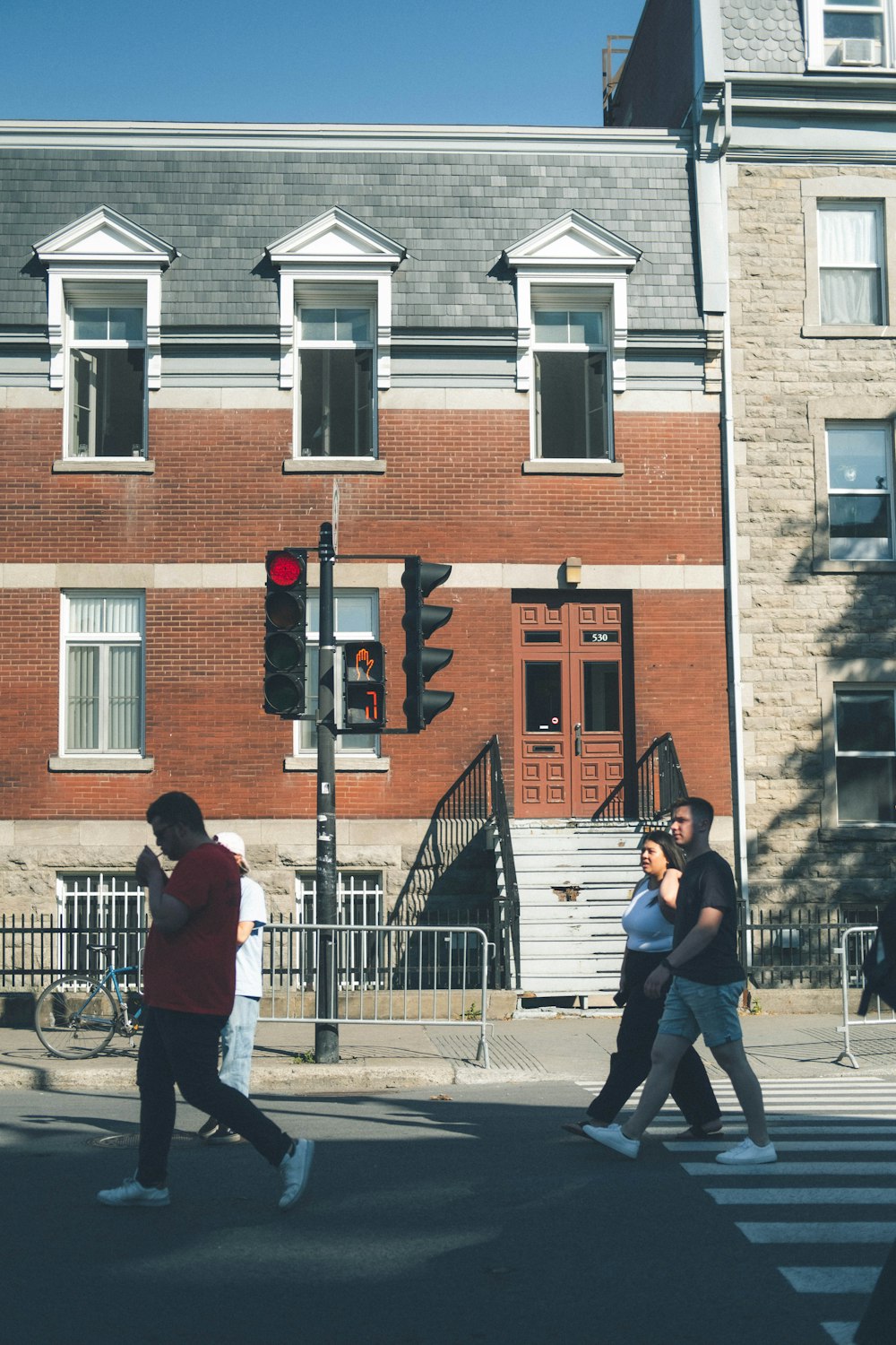 people crossing the street