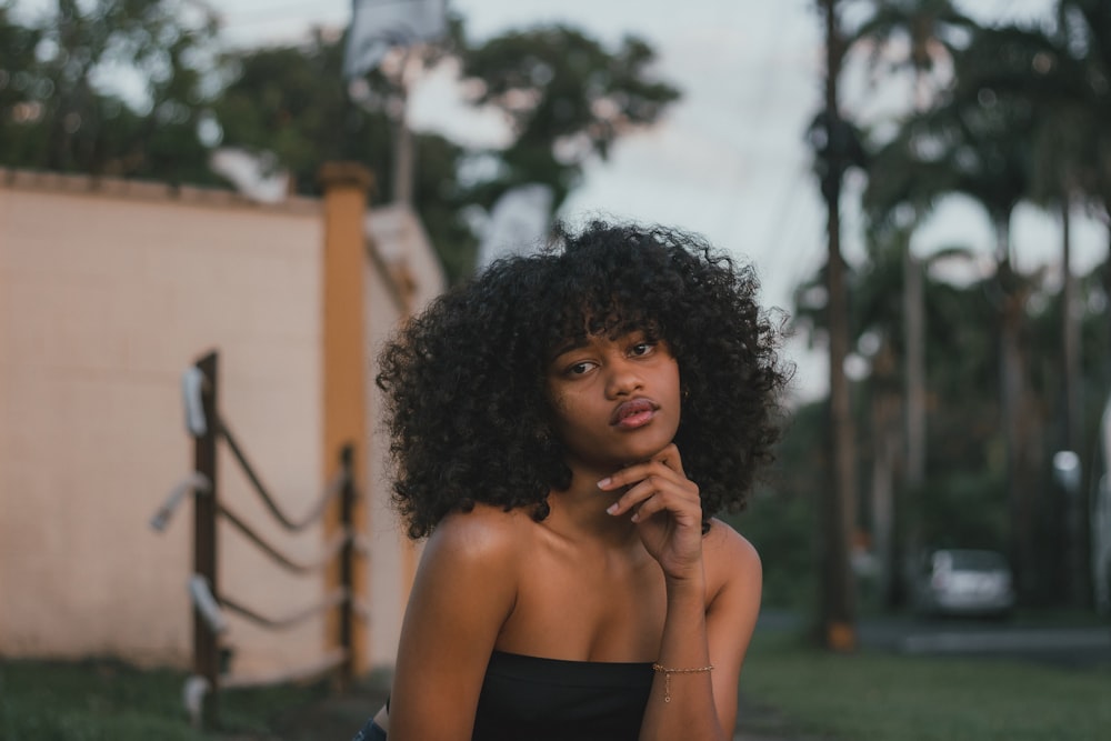 a person with curly hair