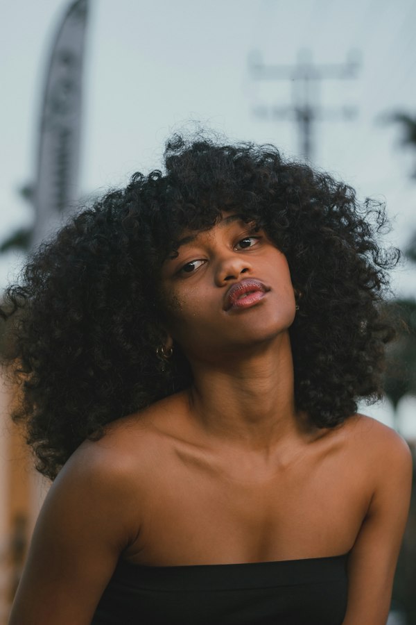 Woman with defined curly ringlets