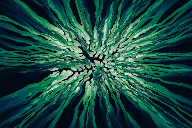 A minimalist cosmic-inspired abstract composition symbolizing energy flow and balance.