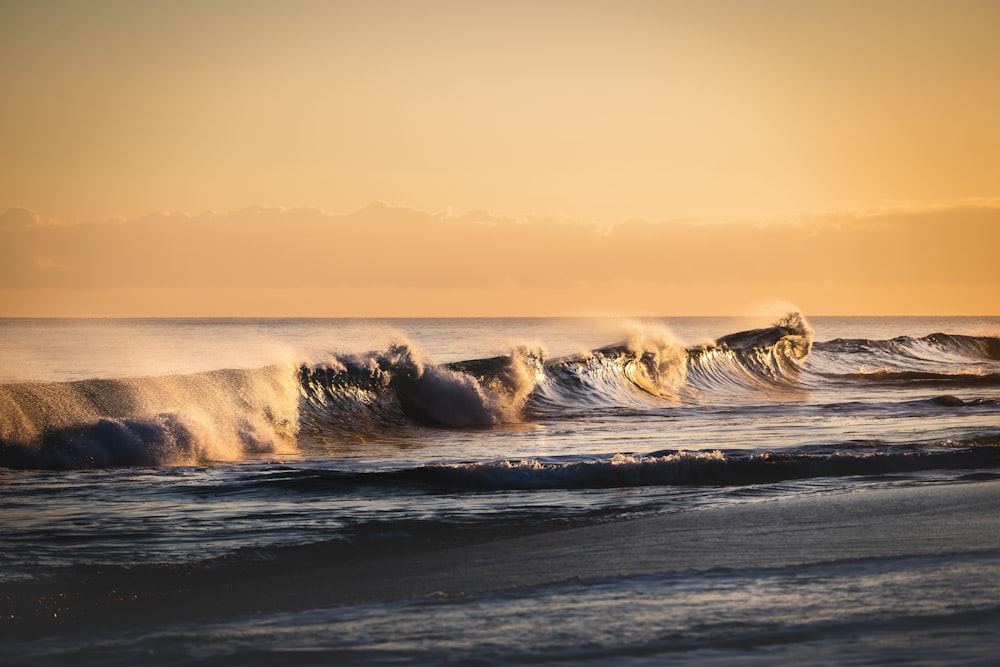 waves crashing on a beach