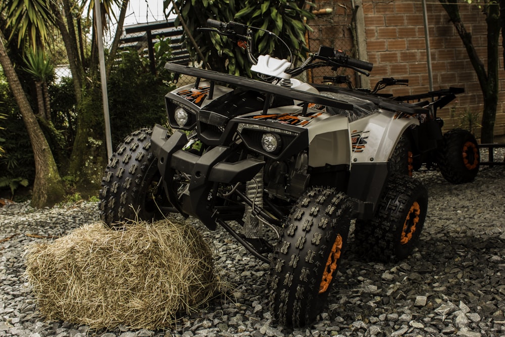 a military vehicle parked outside