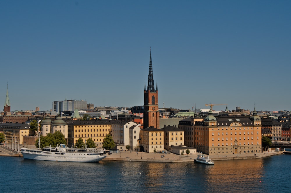 a city with a tall tower