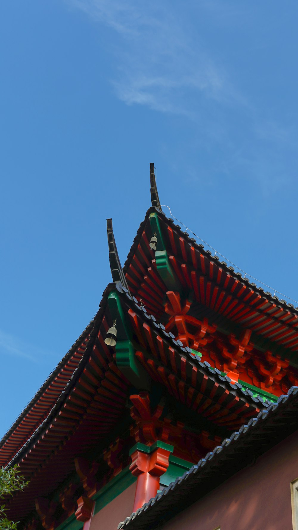 a building with a red roof