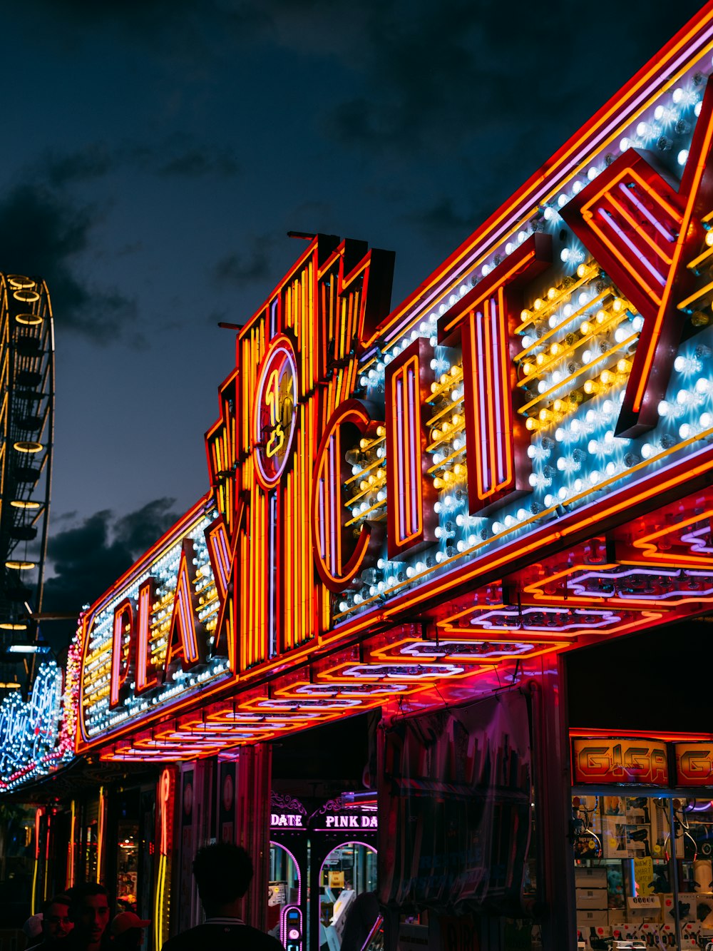 a colorful building with lights