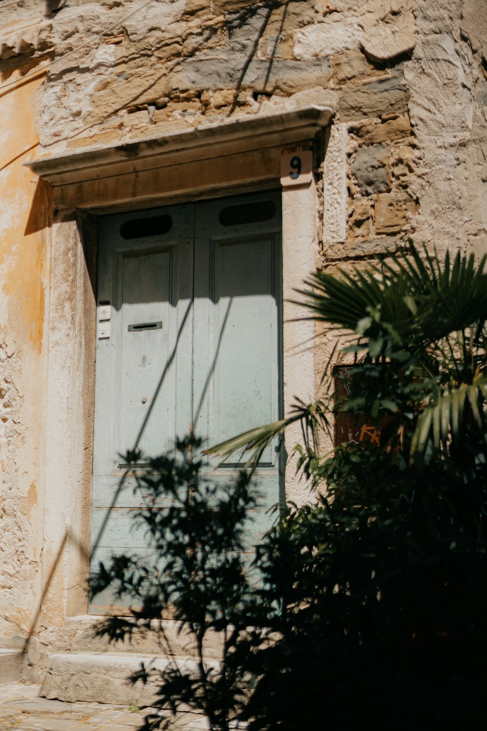 a door in a stone building