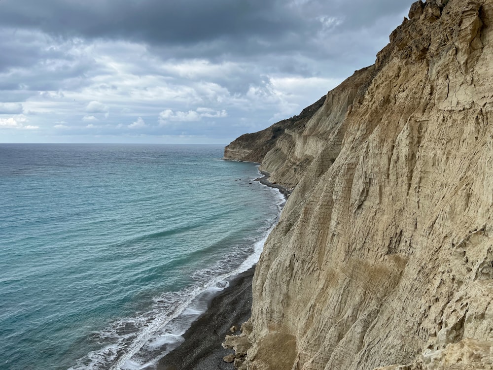 a cliff next to the ocean