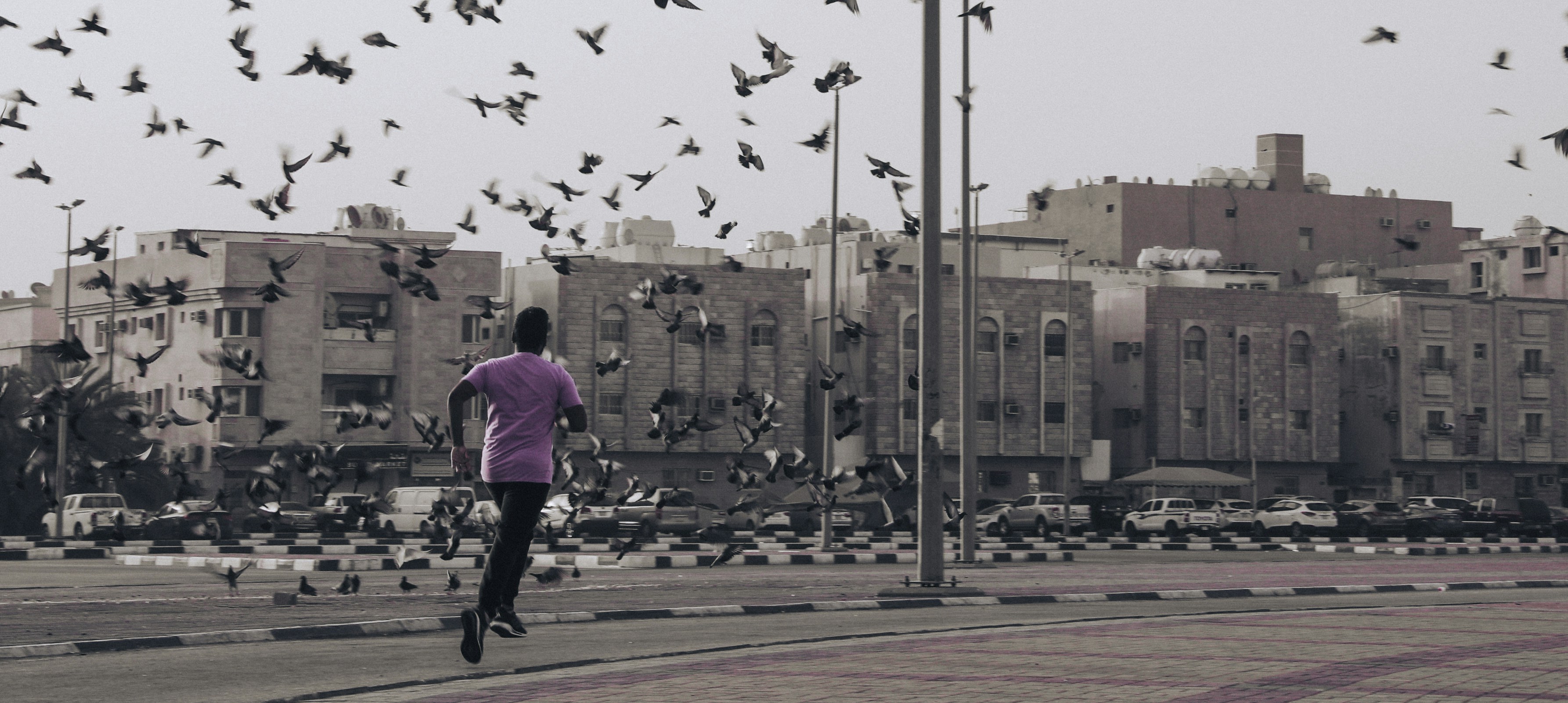 a person running on a street