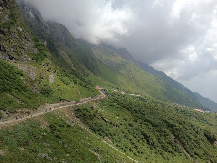 a valley with a road in it