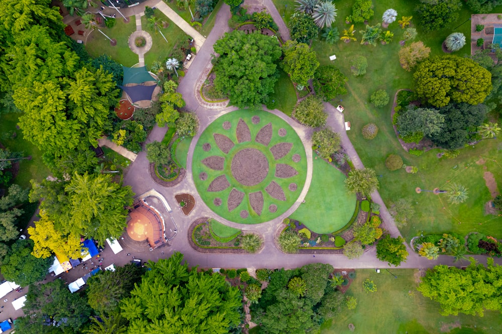 a park with a circle in the middle
