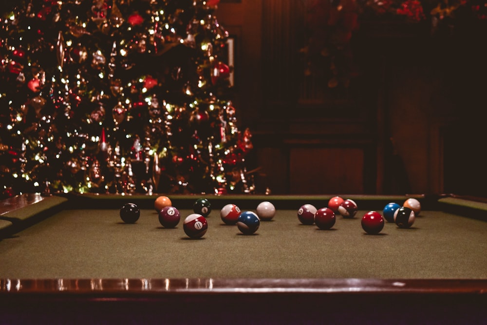 a group of balls on a carpet