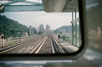 A scenic view of Philadelphia’s historic district seen from a train window.